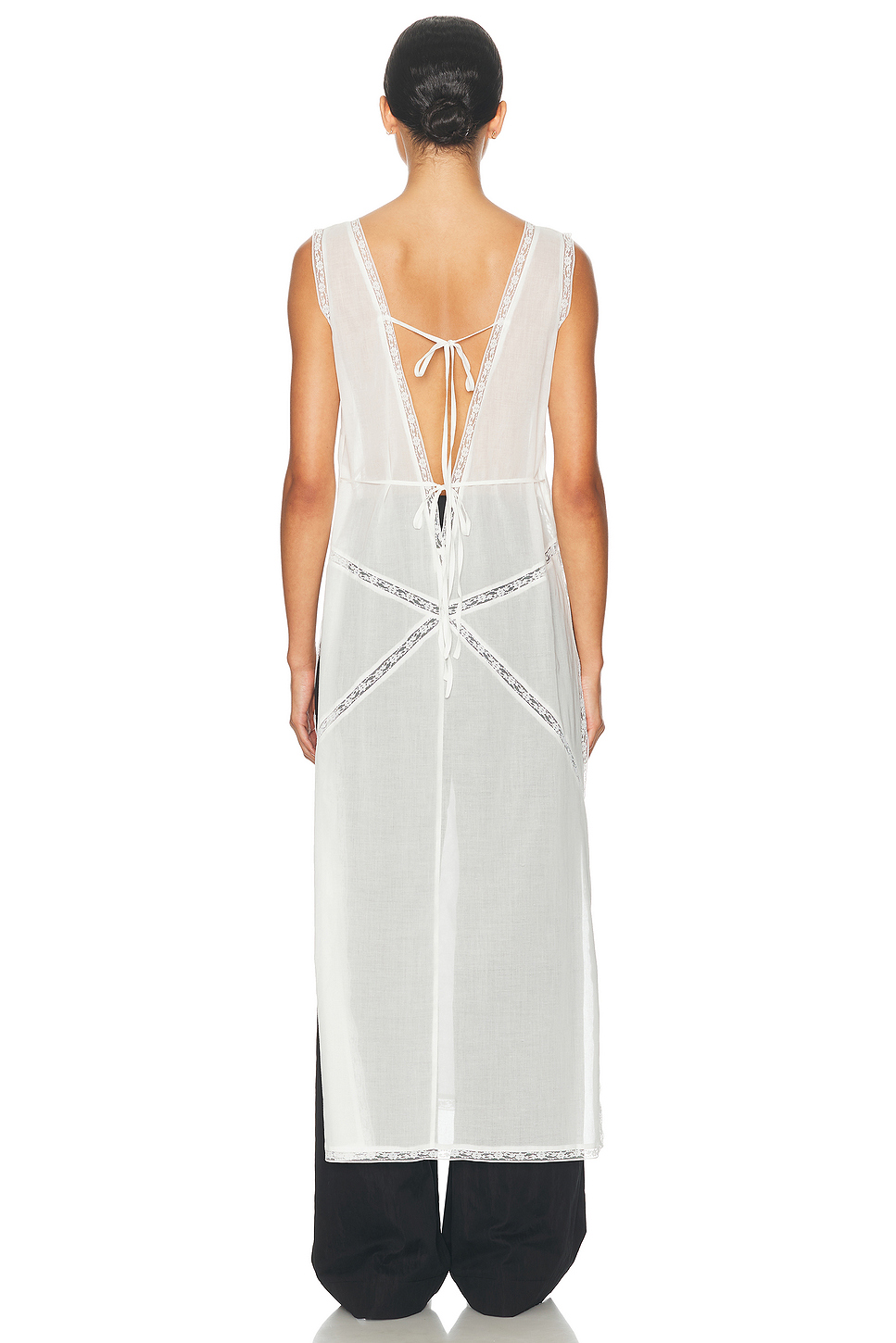 Cotton Voile Nightgown Dress with Lace Trim