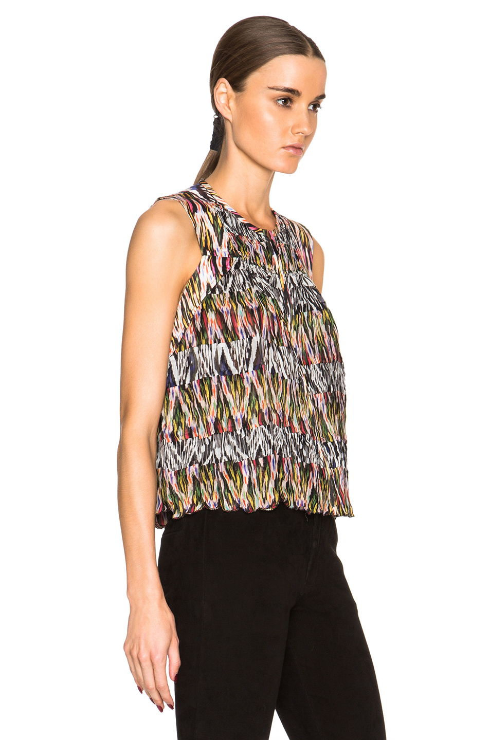 image 3 of isabel marant pleane printed patchwork silk top in