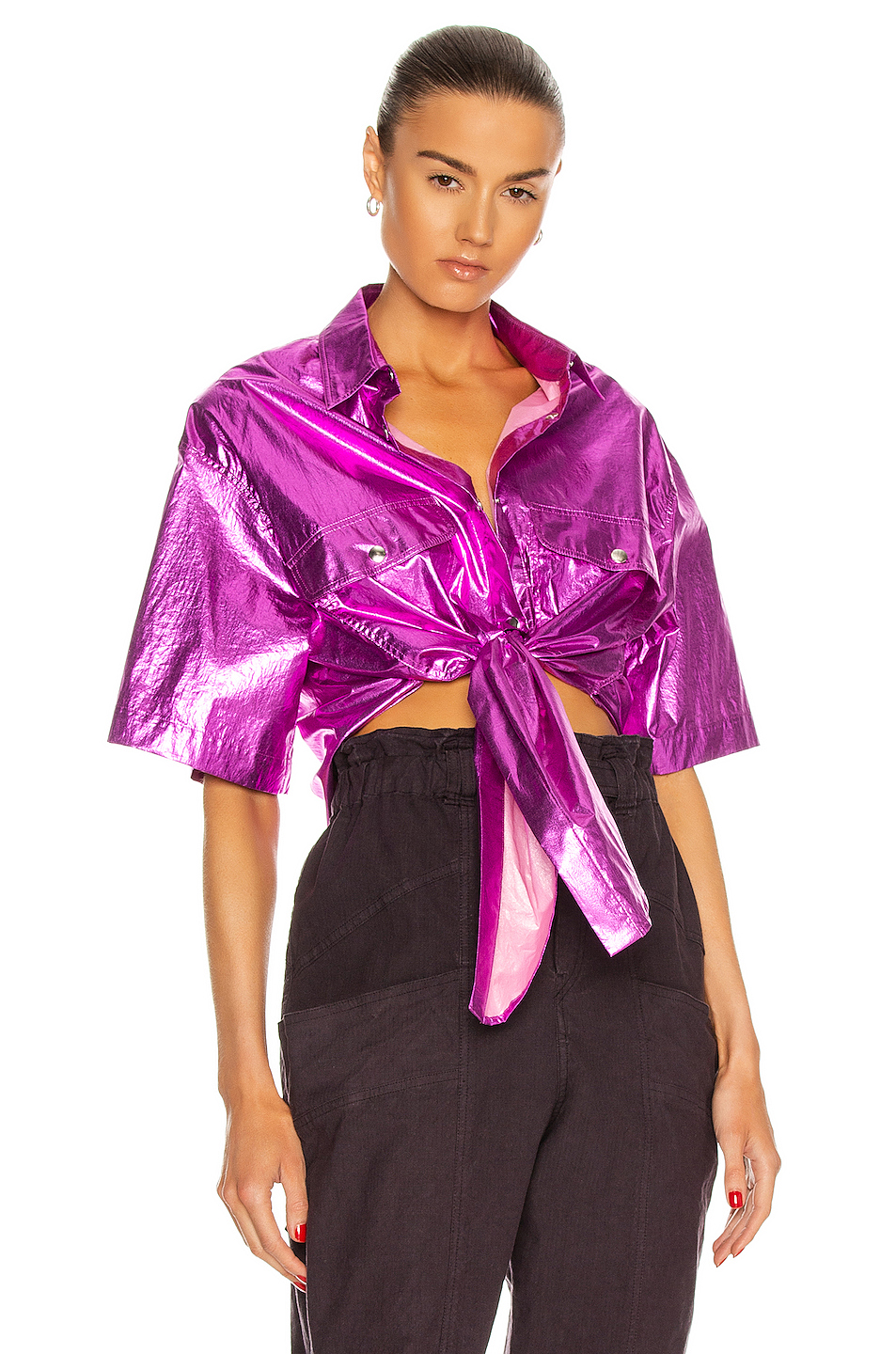image 1 of isabel marant giliggy shirt in metallic pink