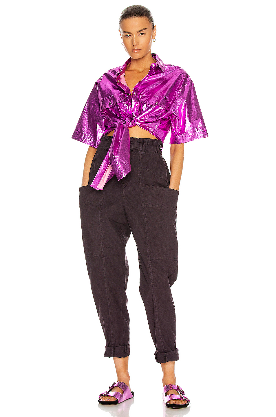 image 5 of isabel marant giliggy shirt in metallic pink