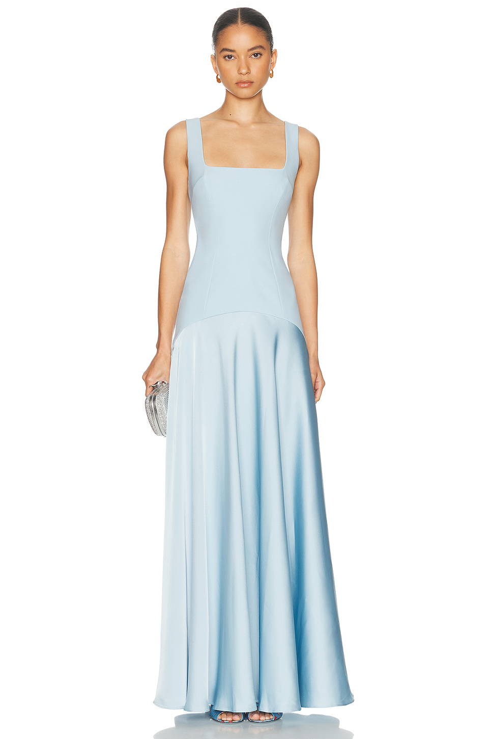 Satin Skirt Crepe Top Gown