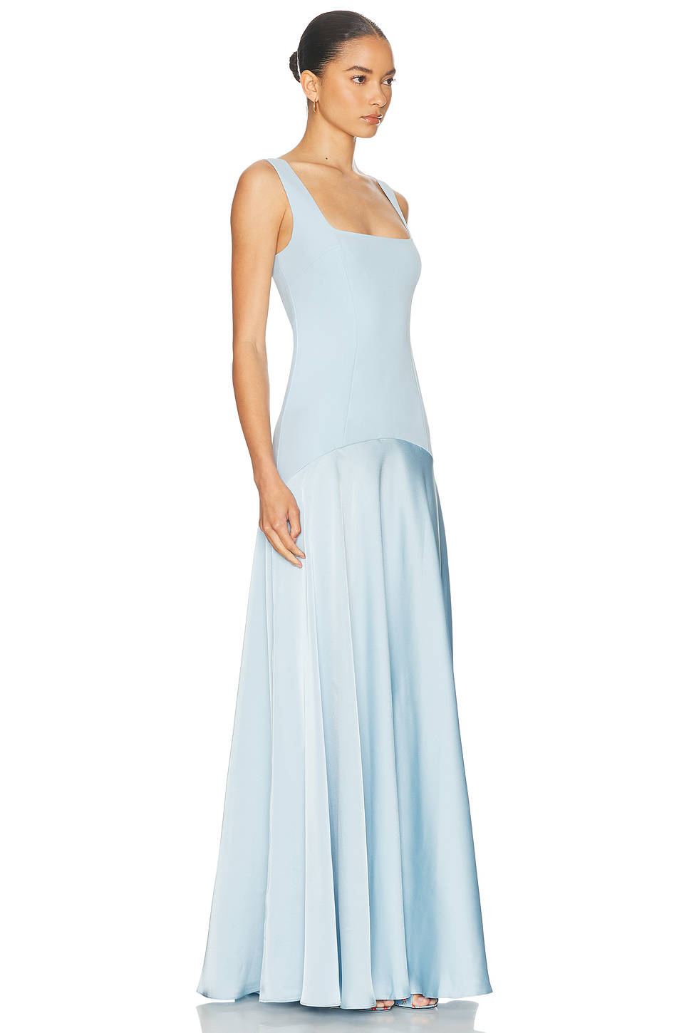 Satin Skirt Crepe Top Gown