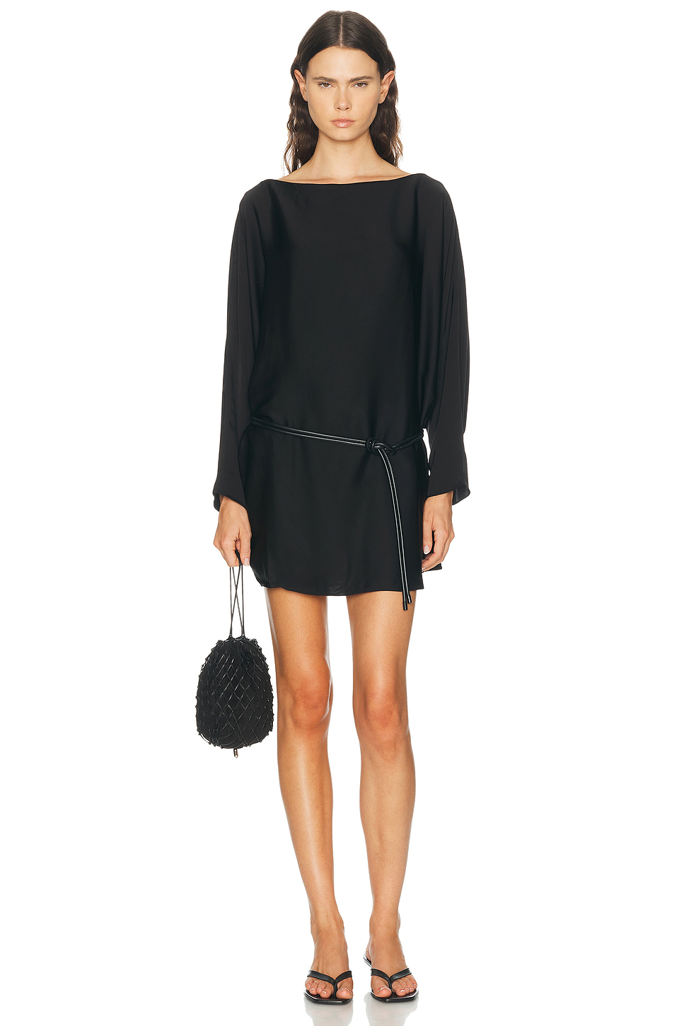 Perry Boat Neck Satin Mini Dress