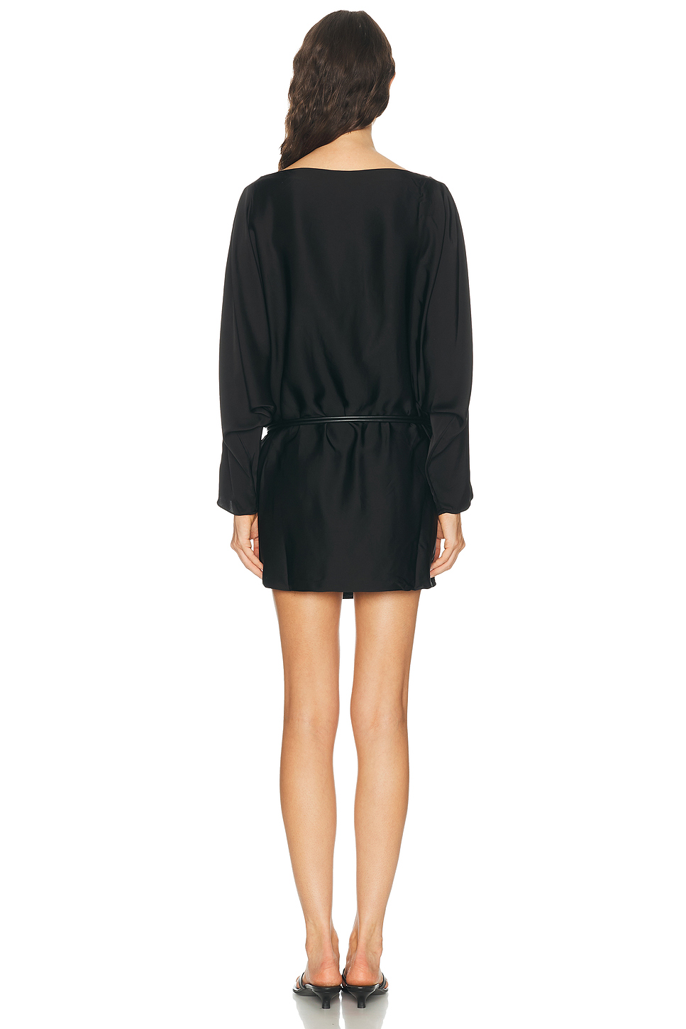 Perry Boat Neck Satin Mini Dress