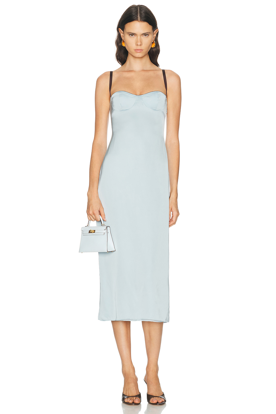 Emery Midi Dress in Midweight Satin with Underwire Cups