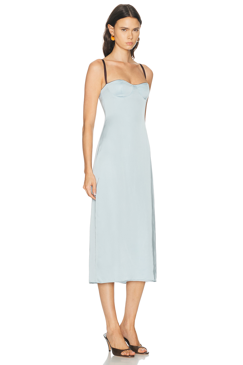 Emery Midi Dress in Midweight Satin with Underwire Cups