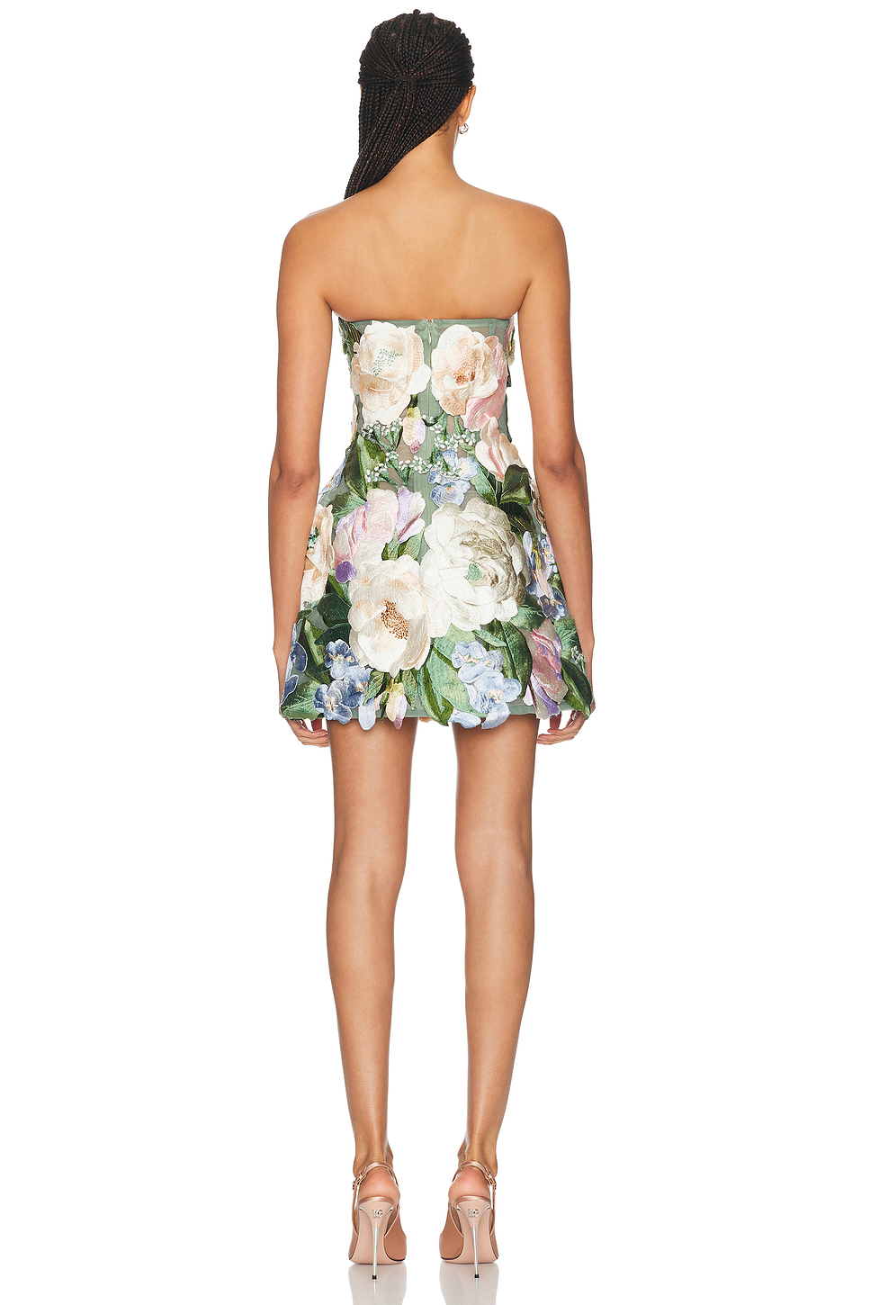 Roselle Strapless Bustier Mini Dress with 3D Floral Embroidery