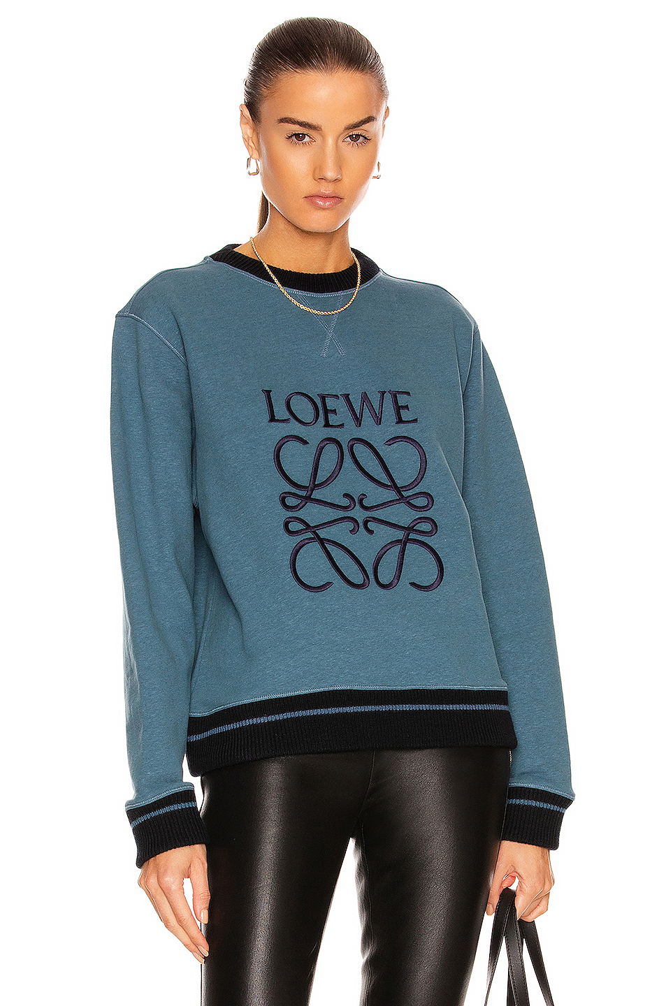 image 1 of loewe anagram sweatshirt in duck blue