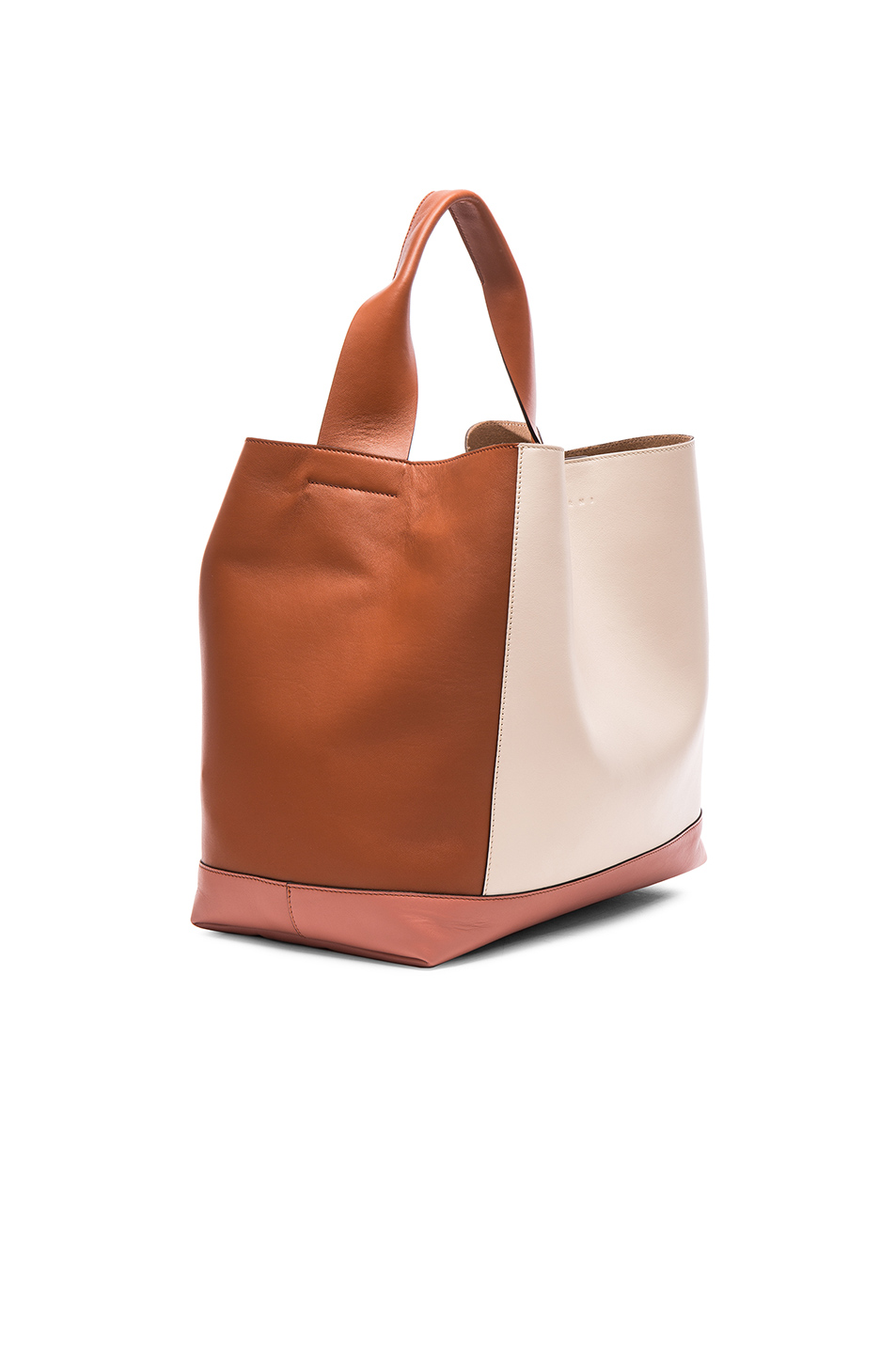 image 4 of marni leather shoulder bag in apricot, glass & rock