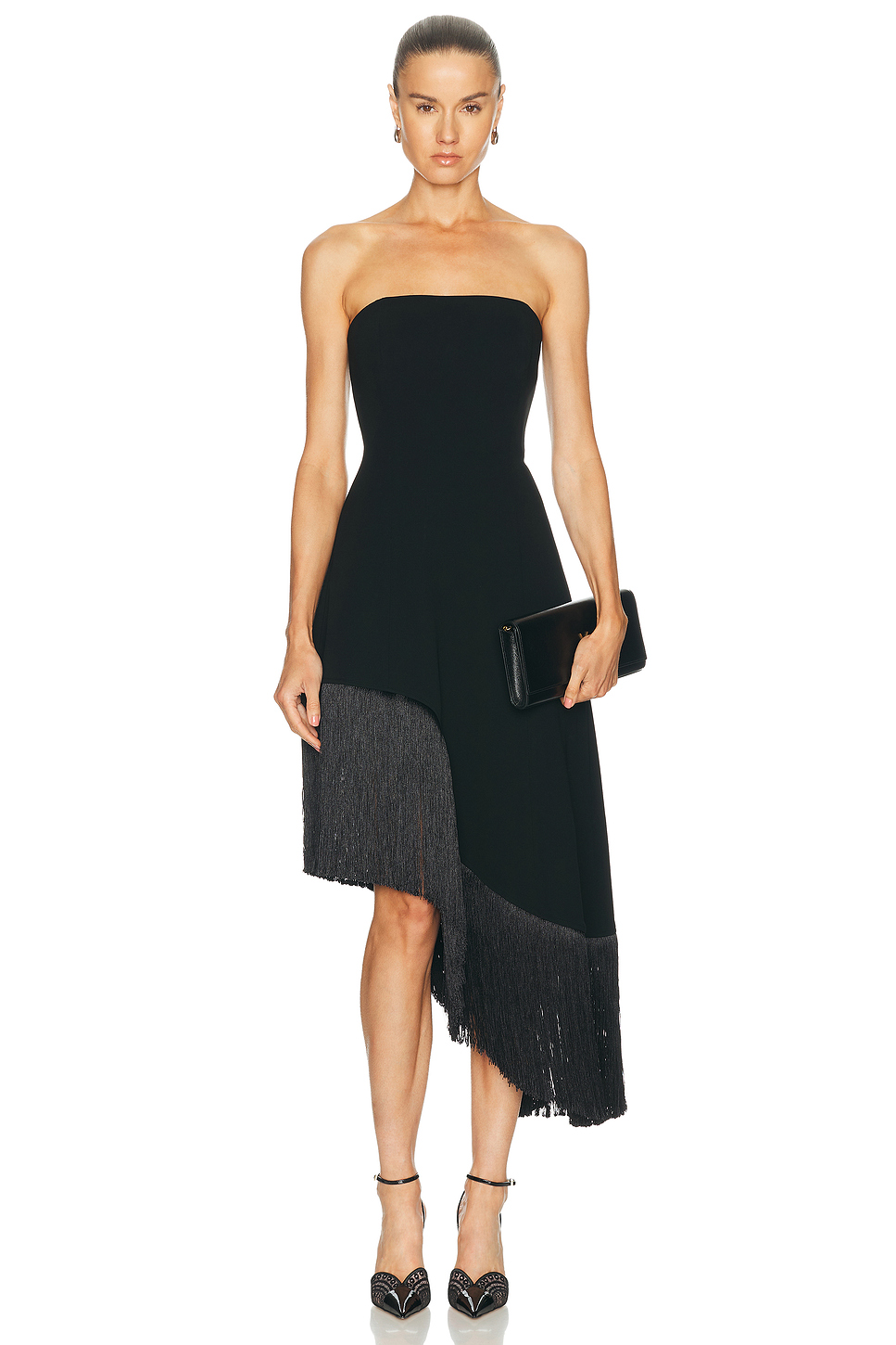 Nara Strapless Fringe Midi Dress with Boned Bodice