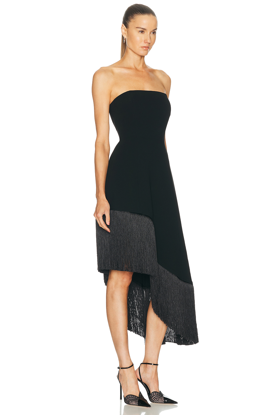 Nara Strapless Fringe Midi Dress with Boned Bodice