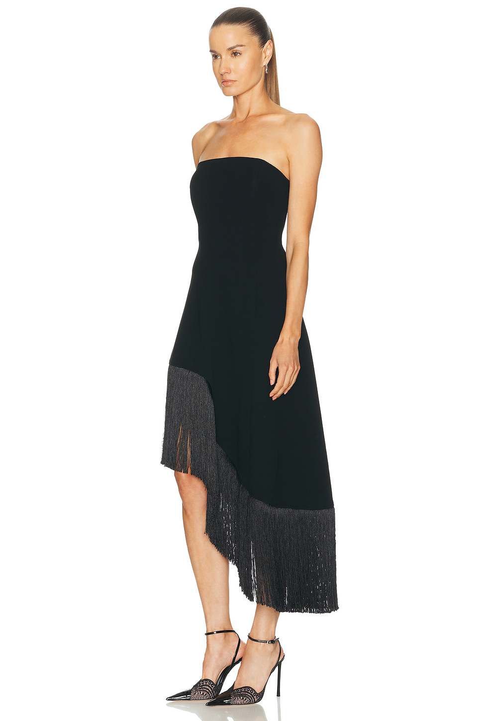 Nara Strapless Fringe Midi Dress with Boned Bodice