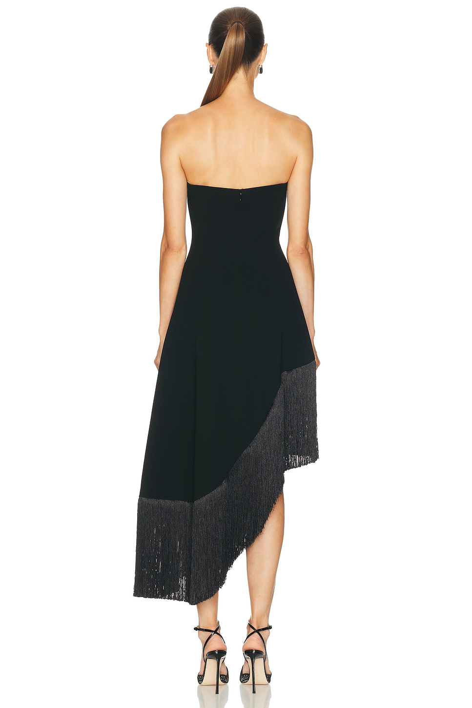 Nara Strapless Fringe Midi Dress with Boned Bodice