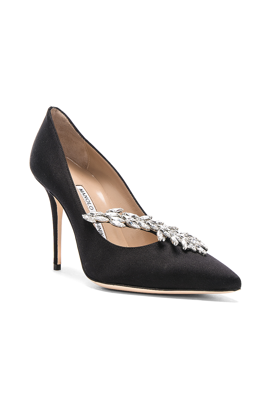 image 1 of manolo blahnik satin nadira heels in black