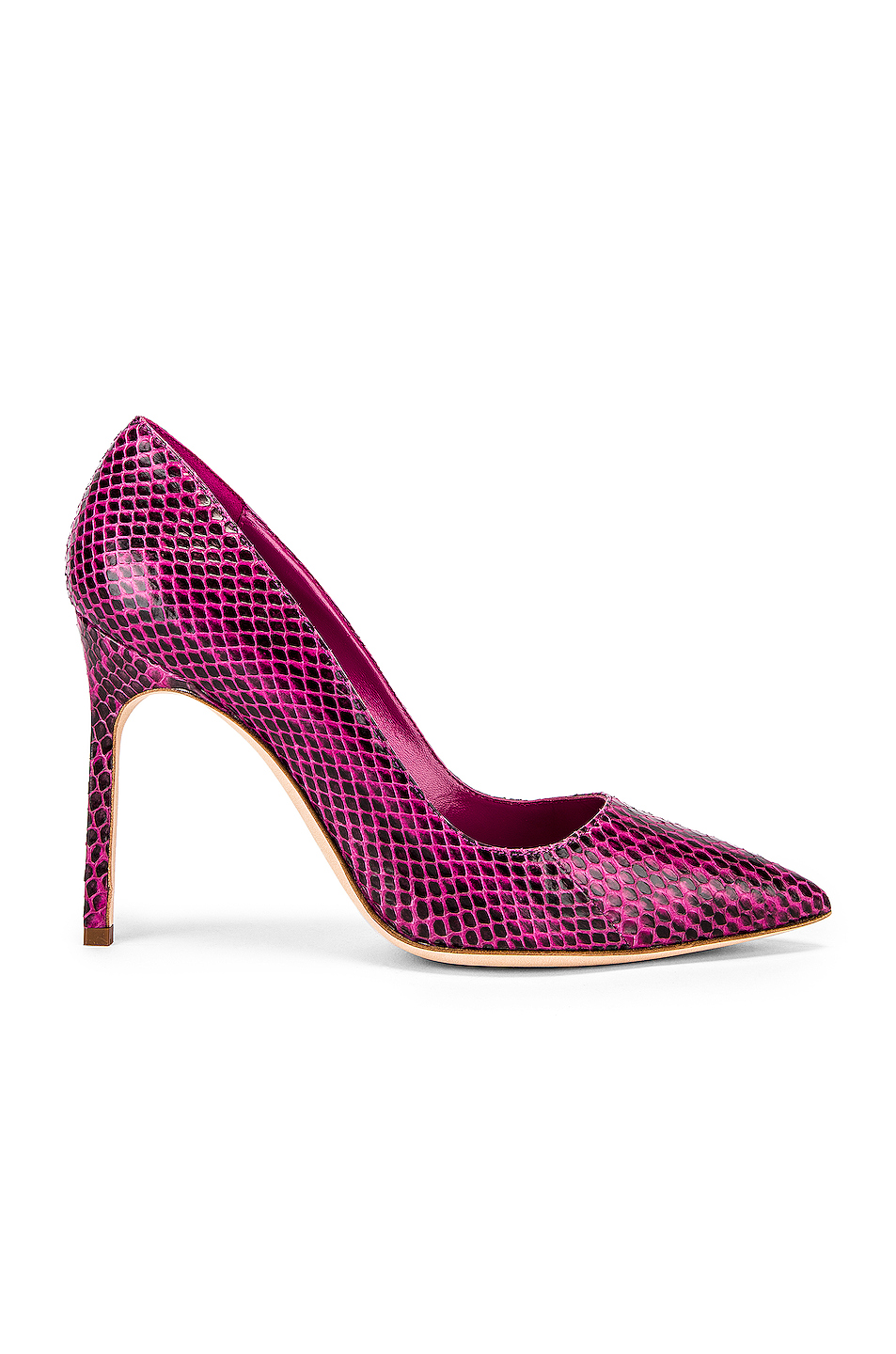 manolo blahnik bb 105毫米浅口高跟鞋 – hot pink & black snake