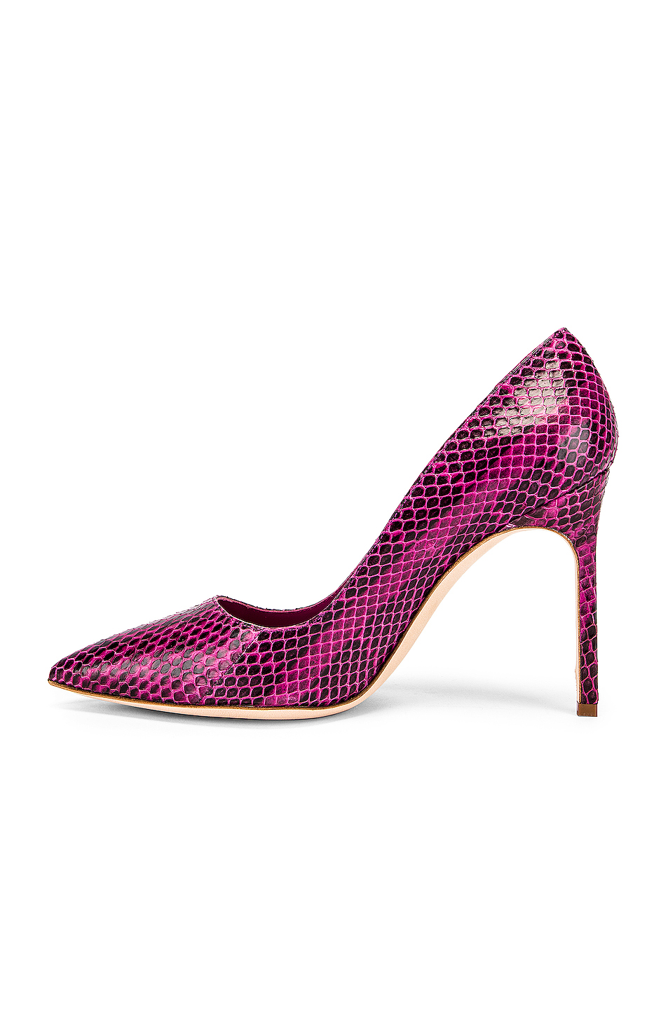 manolo blahnik bb 105毫米浅口高跟鞋 – hot pink & black snake