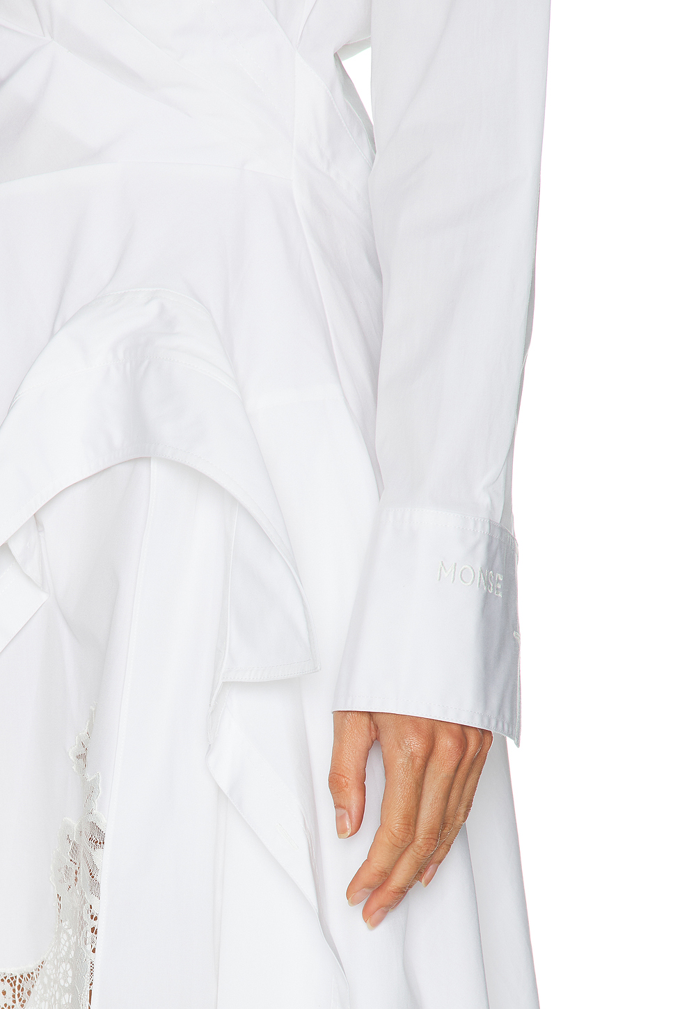 Laced Cascade Asymmetric Shirt Dress in Cotton Poplin