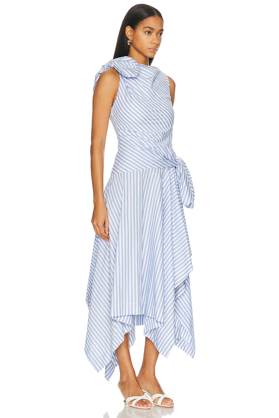 Bow Drape Shirting Cascade Dress