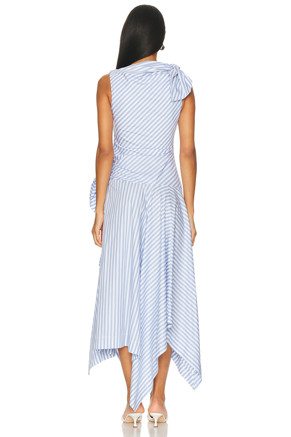 Bow Drape Shirting Cascade Dress