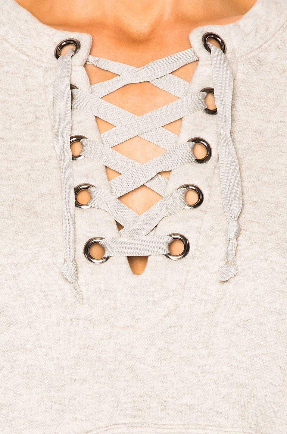 image 6 of mother tie up easy crop top in beige