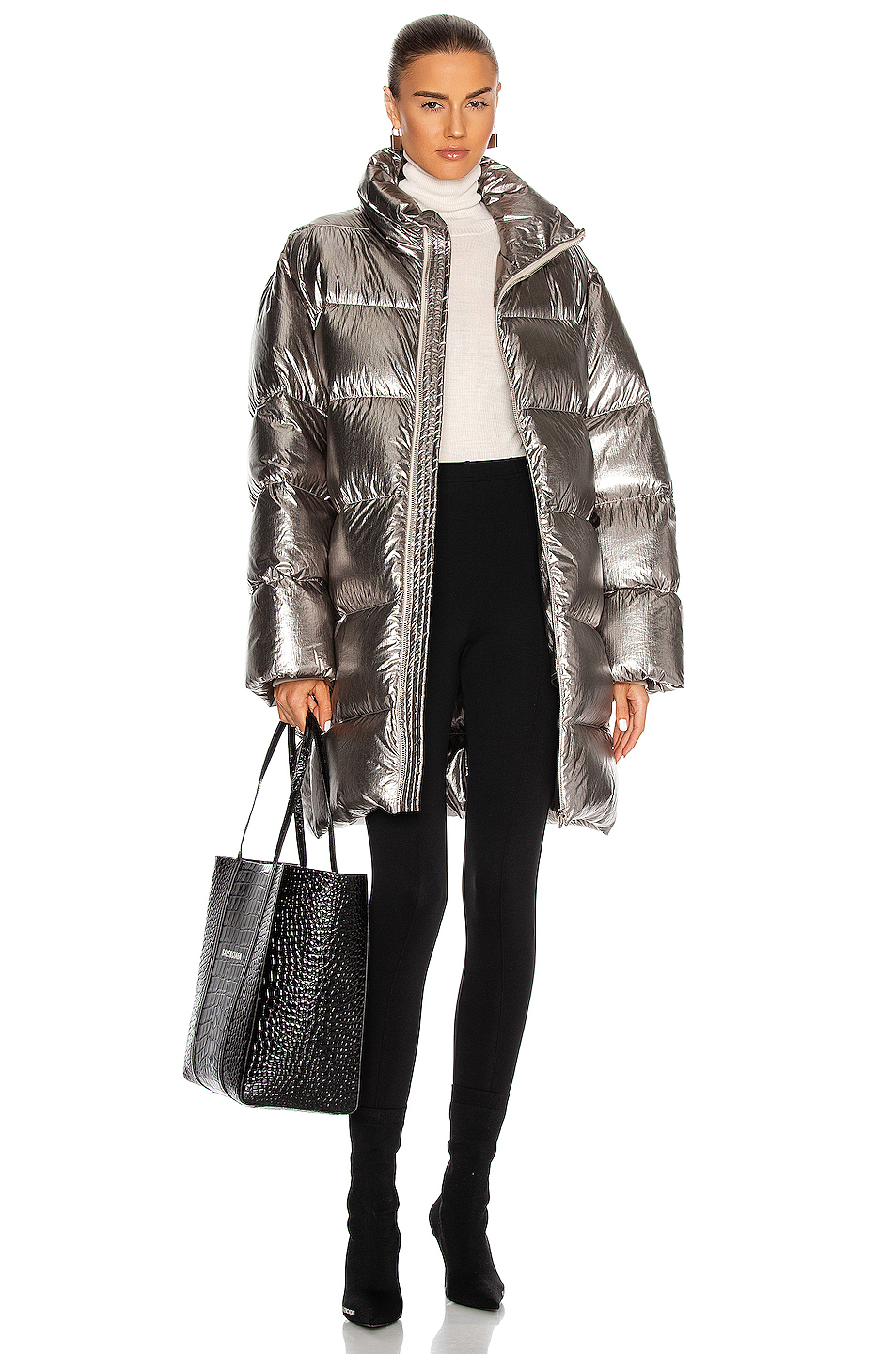 image 1 of moncler   rick owens cyclopic coat in silver