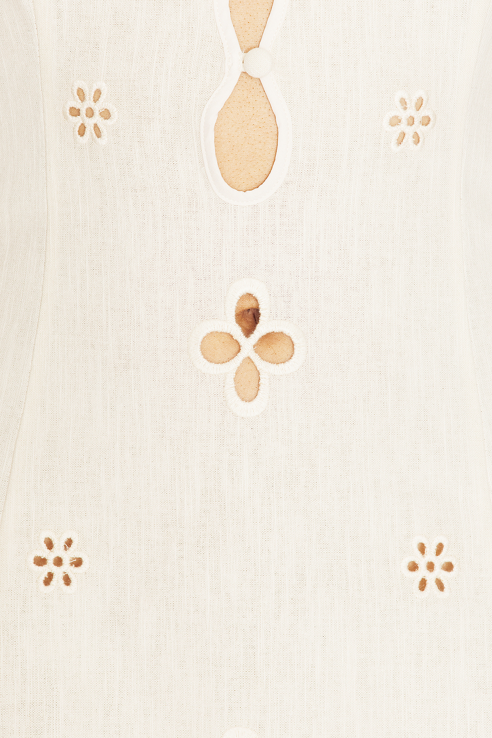 Maria Eyelet Linen Cotton Micro Dress with Cut-Out