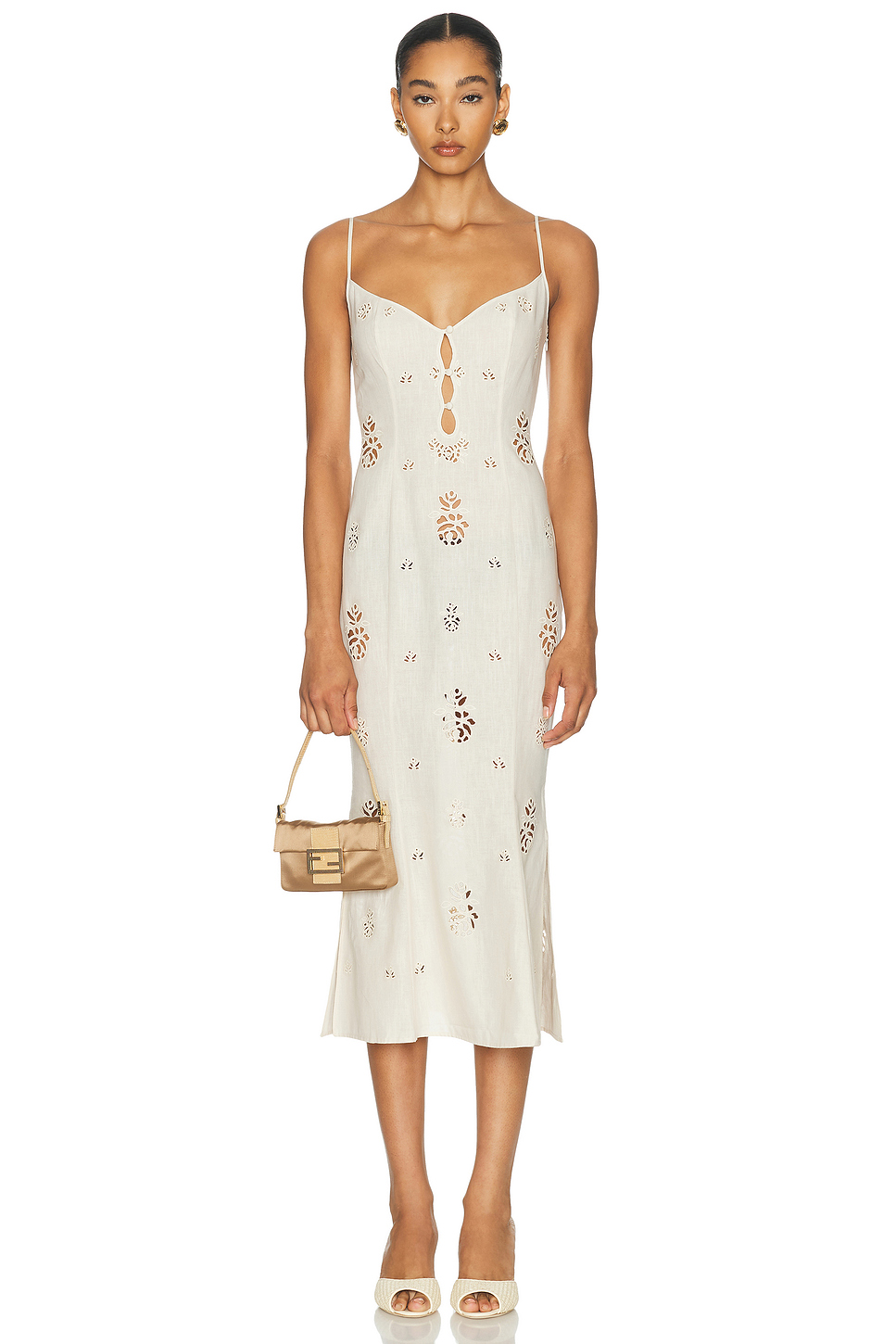 Regina Cotton Linen Eyelet Midi Dress