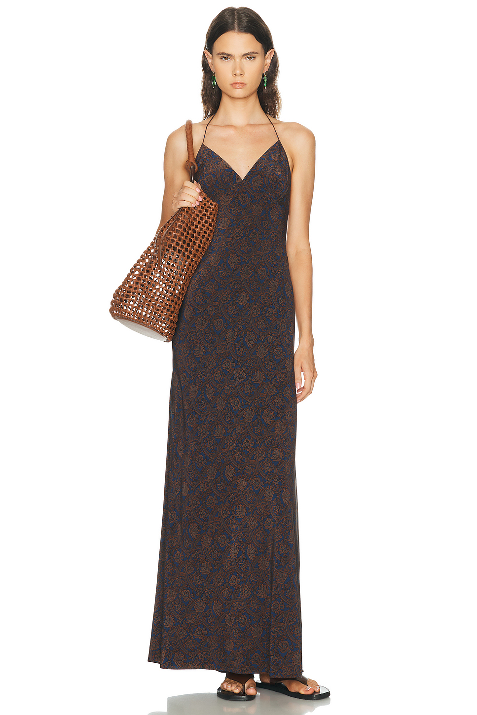 Low Back Halter Silk Maxi
