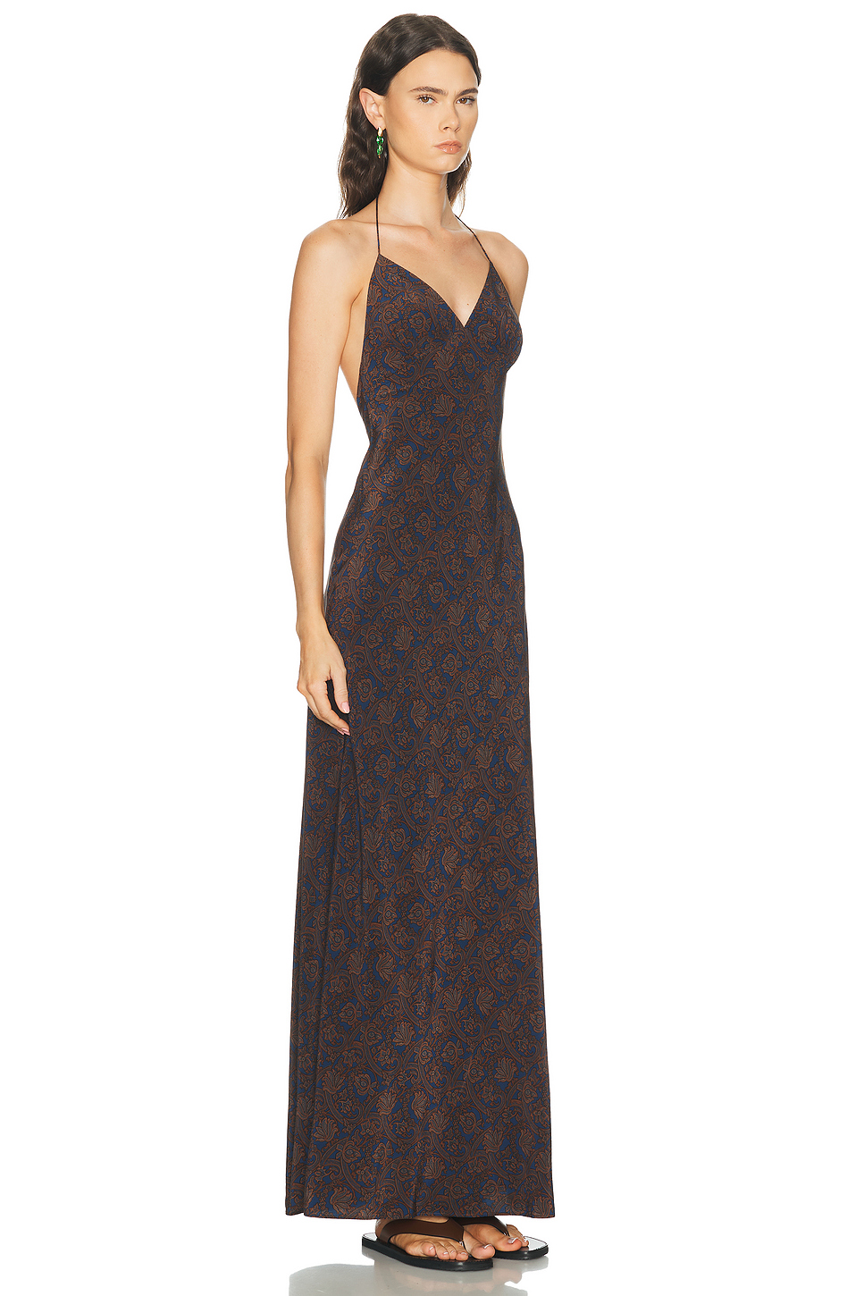 Low Back Halter Silk Maxi