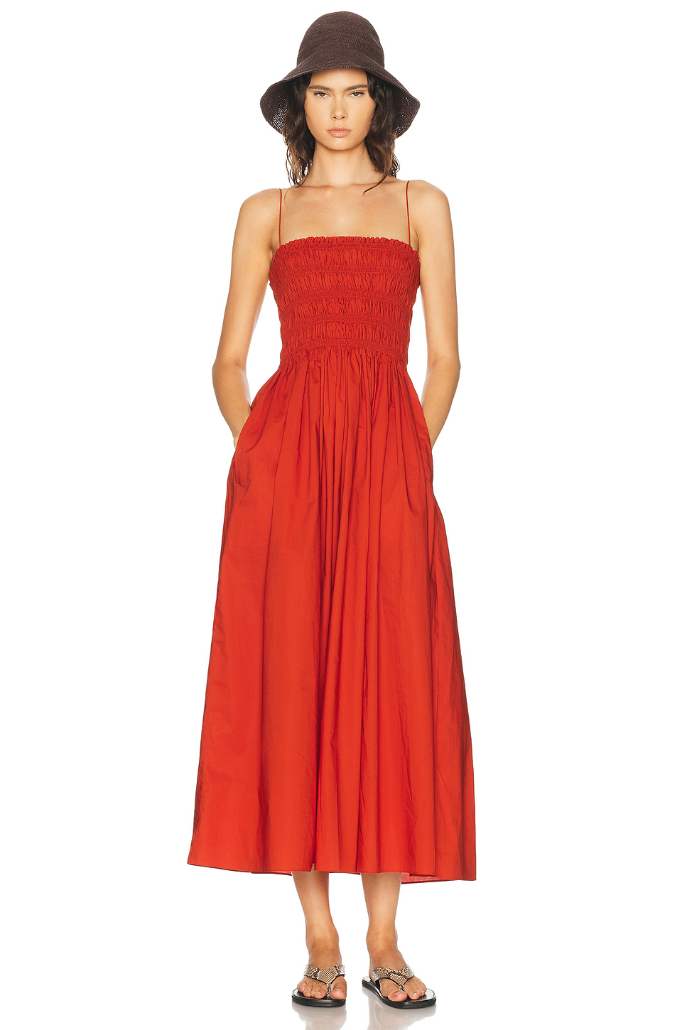Shirred Bodice Organic Cotton Maxi Dress