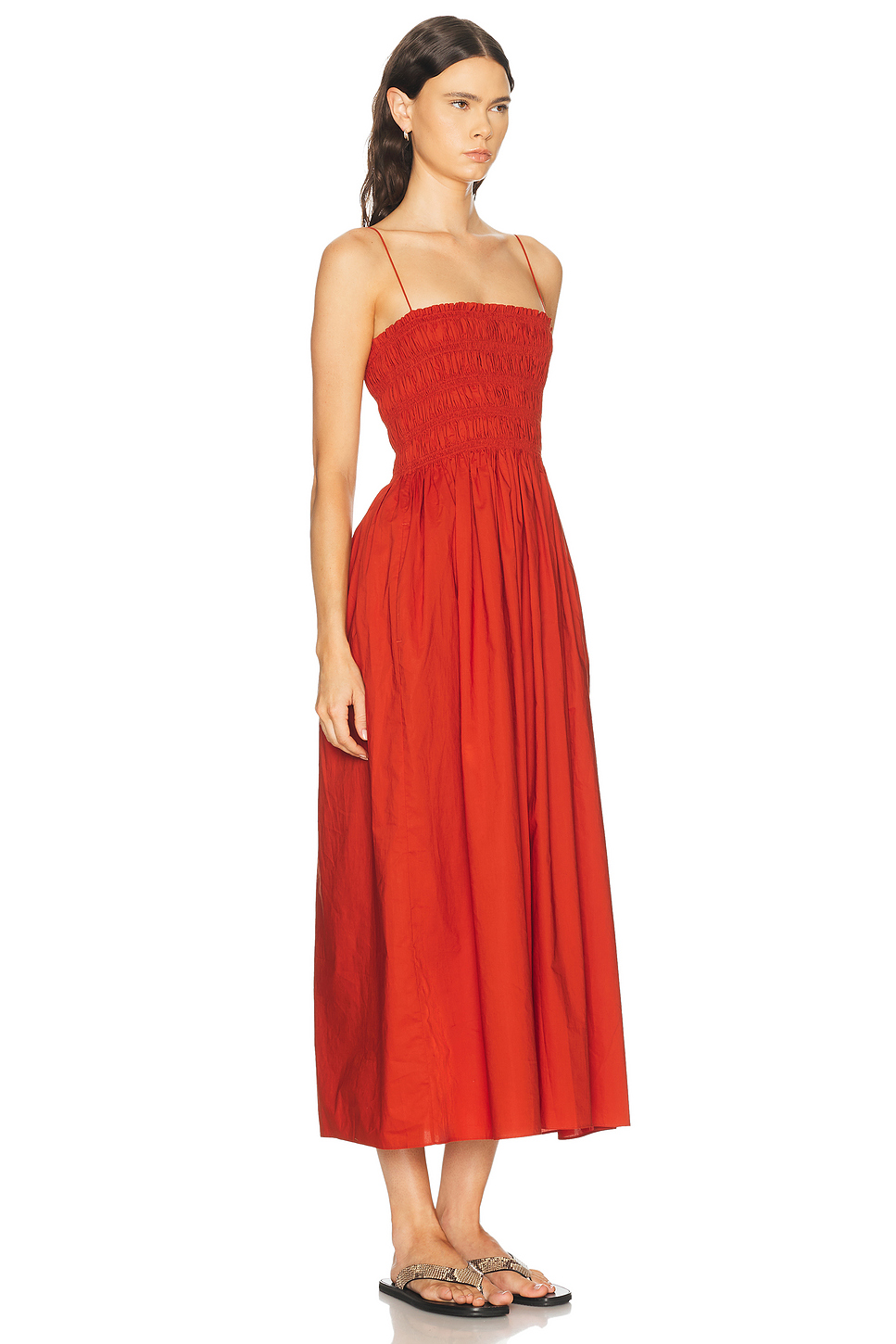 Shirred Bodice Organic Cotton Maxi Dress