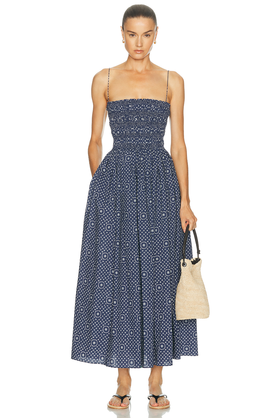 Shirred Bodice Poplin Dress