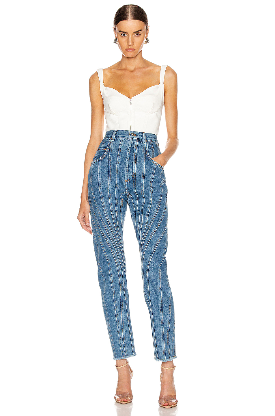 image 4 of mugler high spiral jean in medium blue