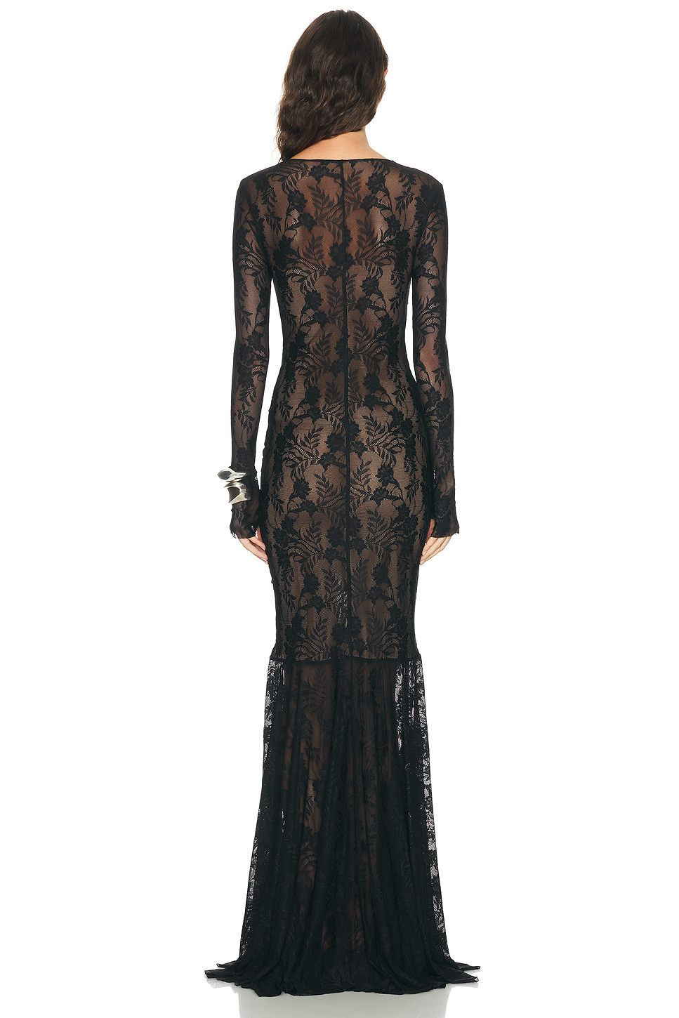 Shirred Front Fishtail Lace Gown