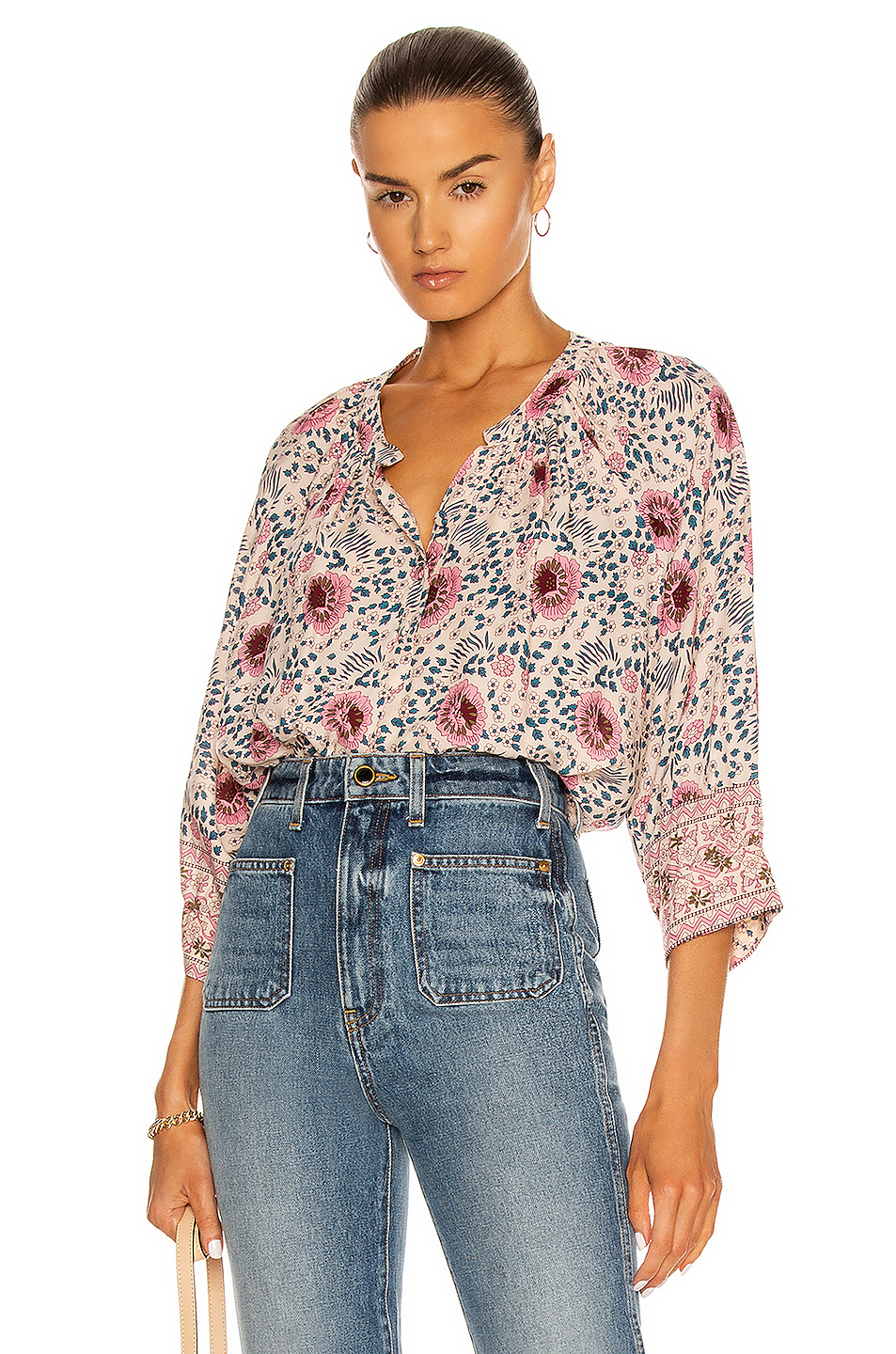 image 1 of natalie martin remy top in vintage flowers cream