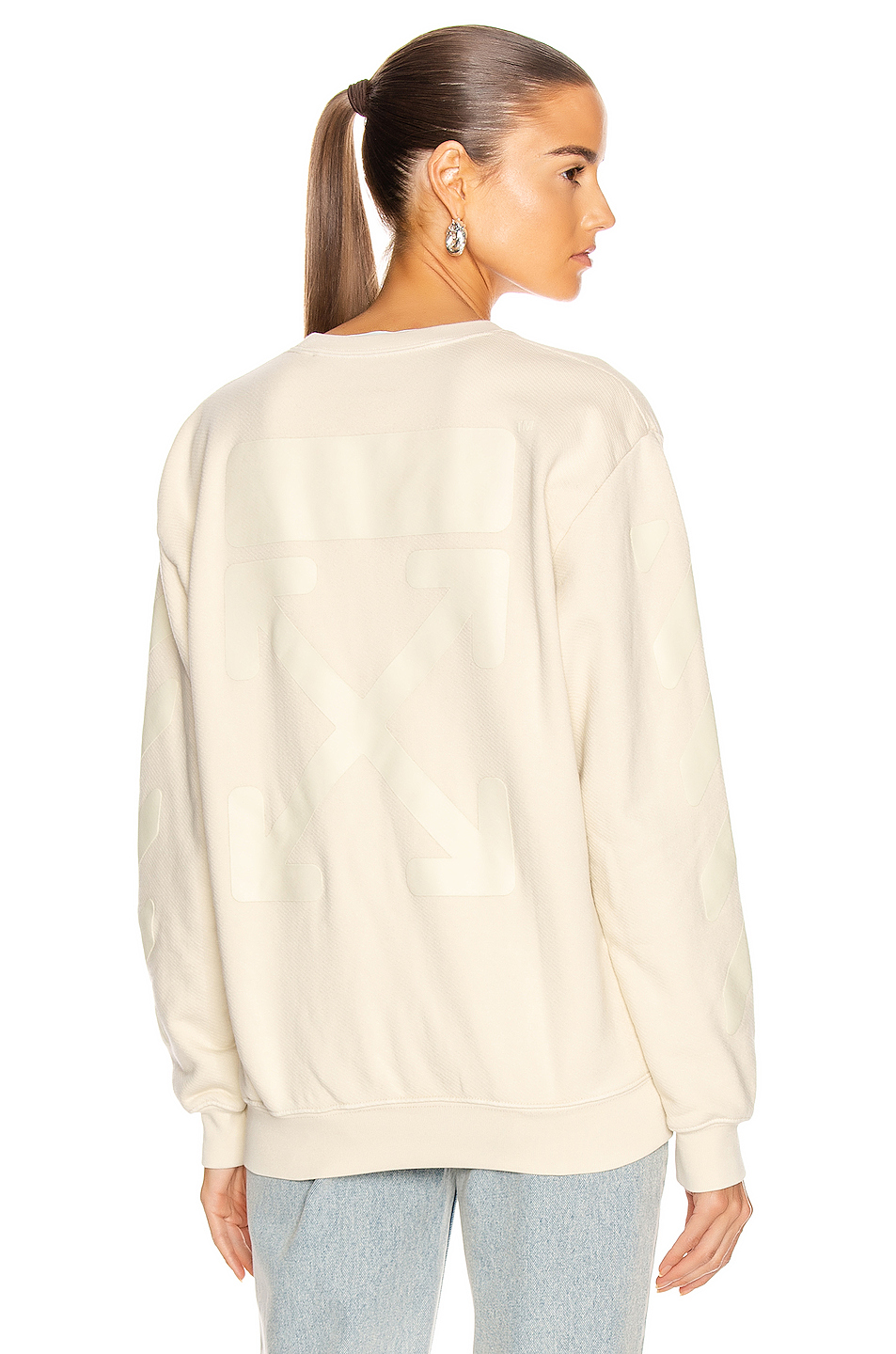 image 1 of off-white diag oversize crewneck sweater in ecru