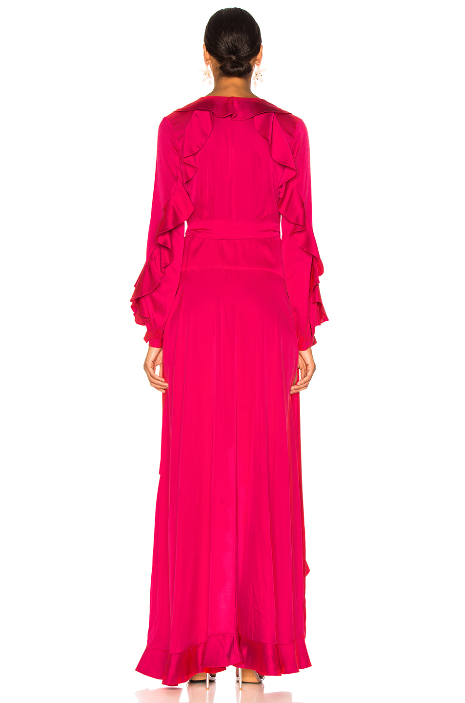 patbo ruffle sleeve maxi wrap dress – 艳粉色 | fwrd