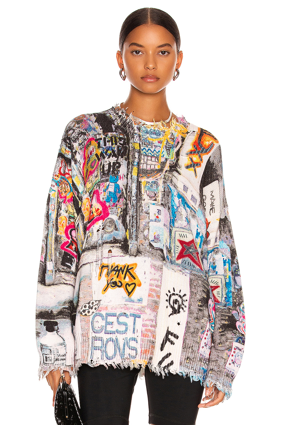 image 1 of r13 graffiti sweater in graffiti print