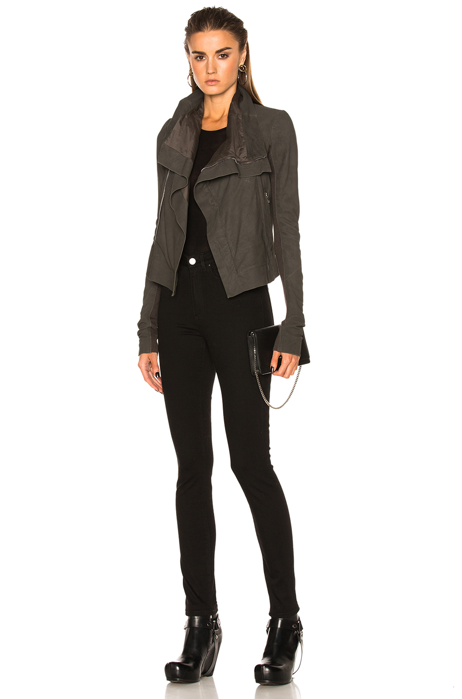 图象6 rick owens blister leather classic biker jacket – dark