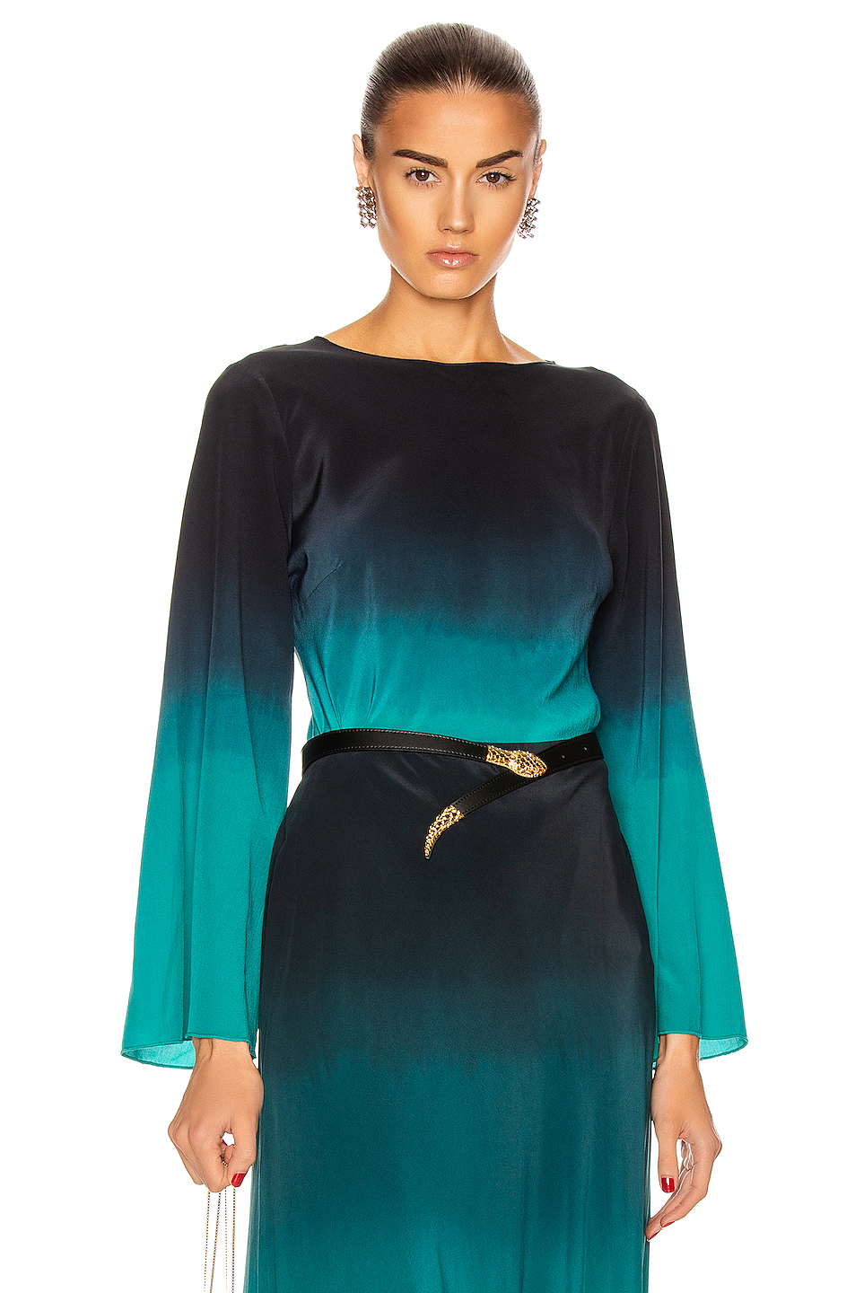 image 1 of rixo demi top in dip dye teal blue