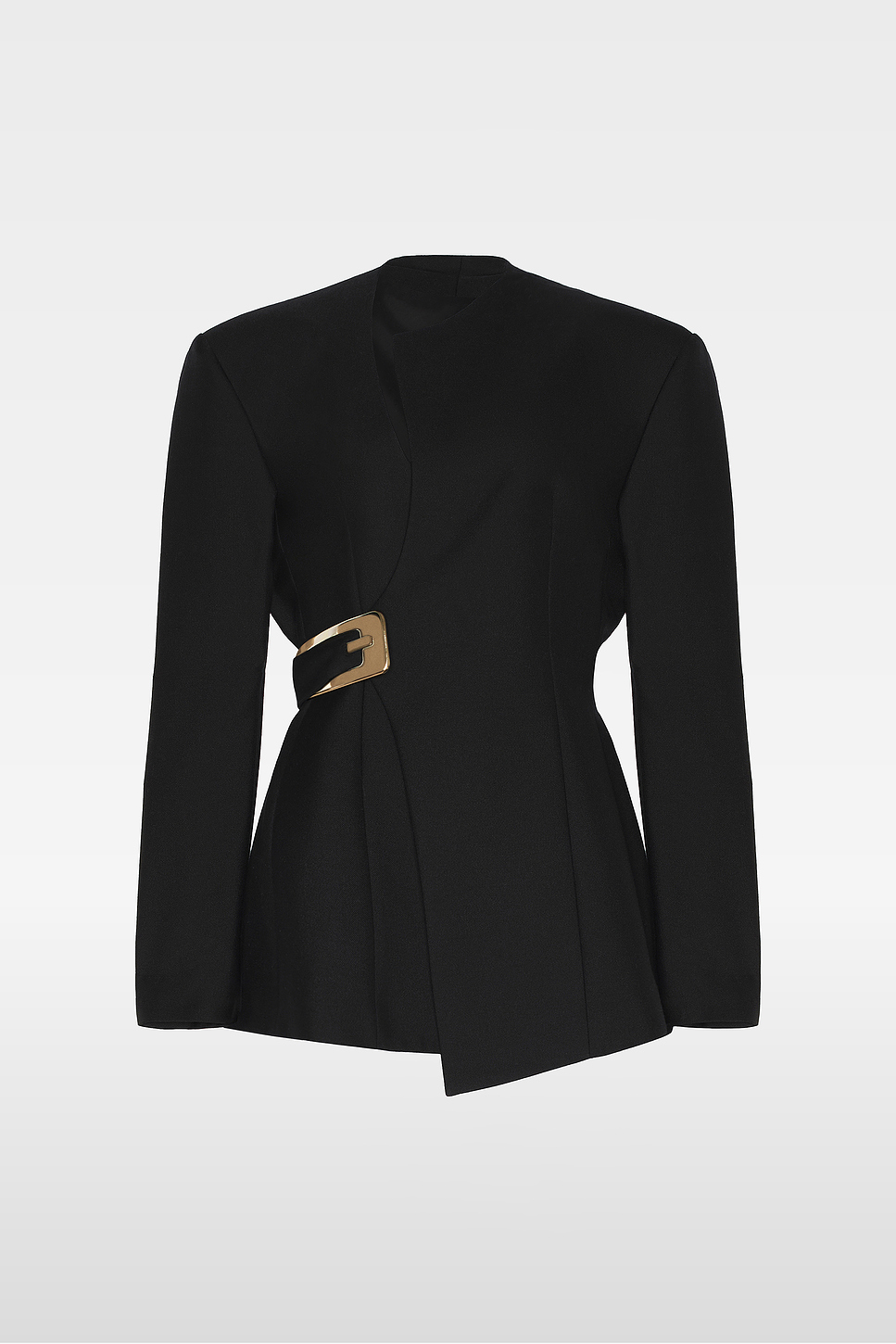 Sonya Jacket Dress in Textured Suiting with Gold Buckle Belt