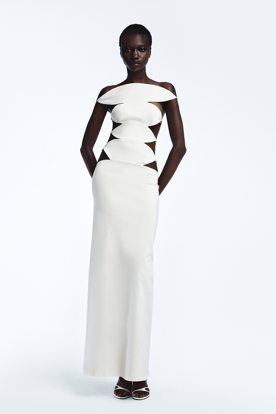 Elettra Cut-Out Waist Taffeta Gown