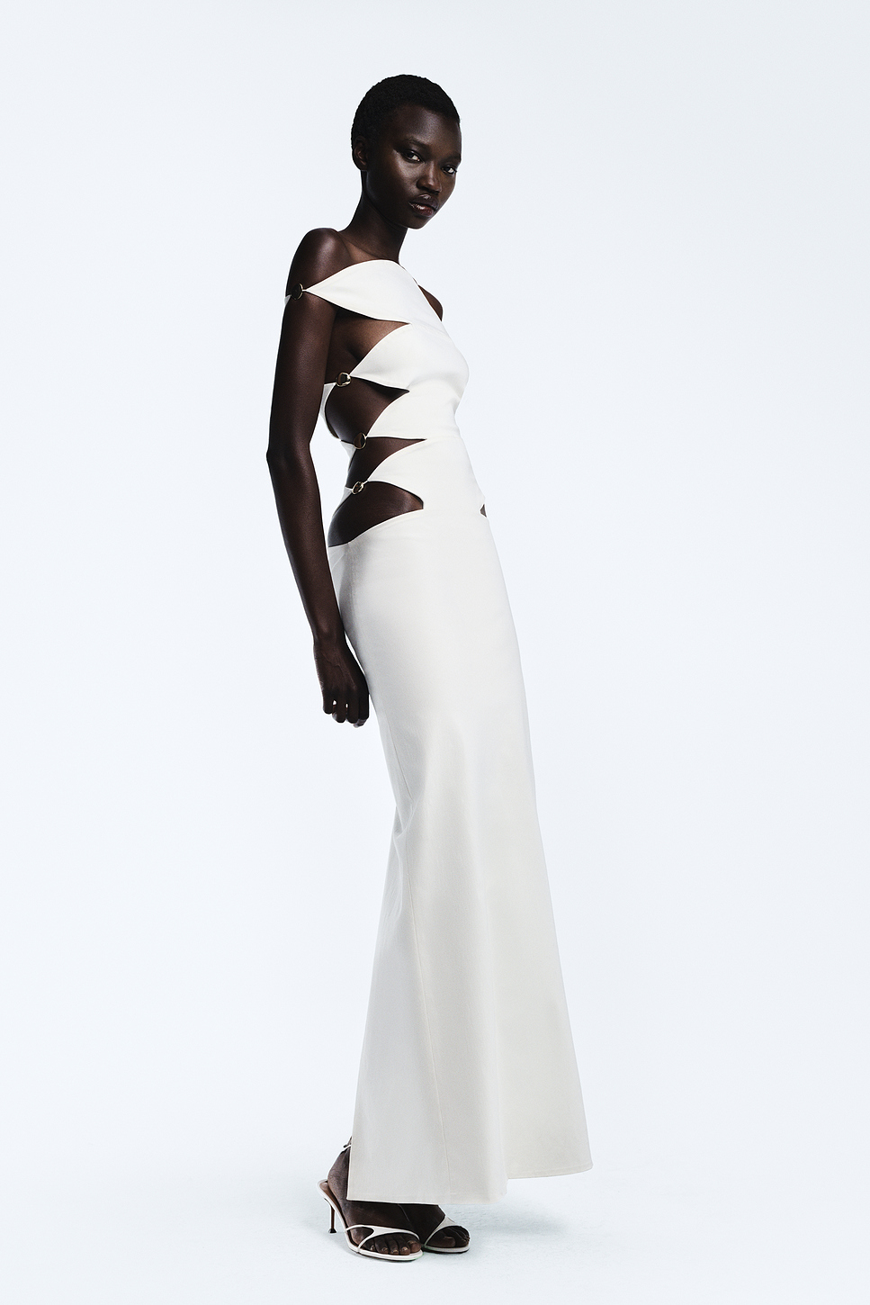 Elettra Cut-Out Waist Taffeta Gown