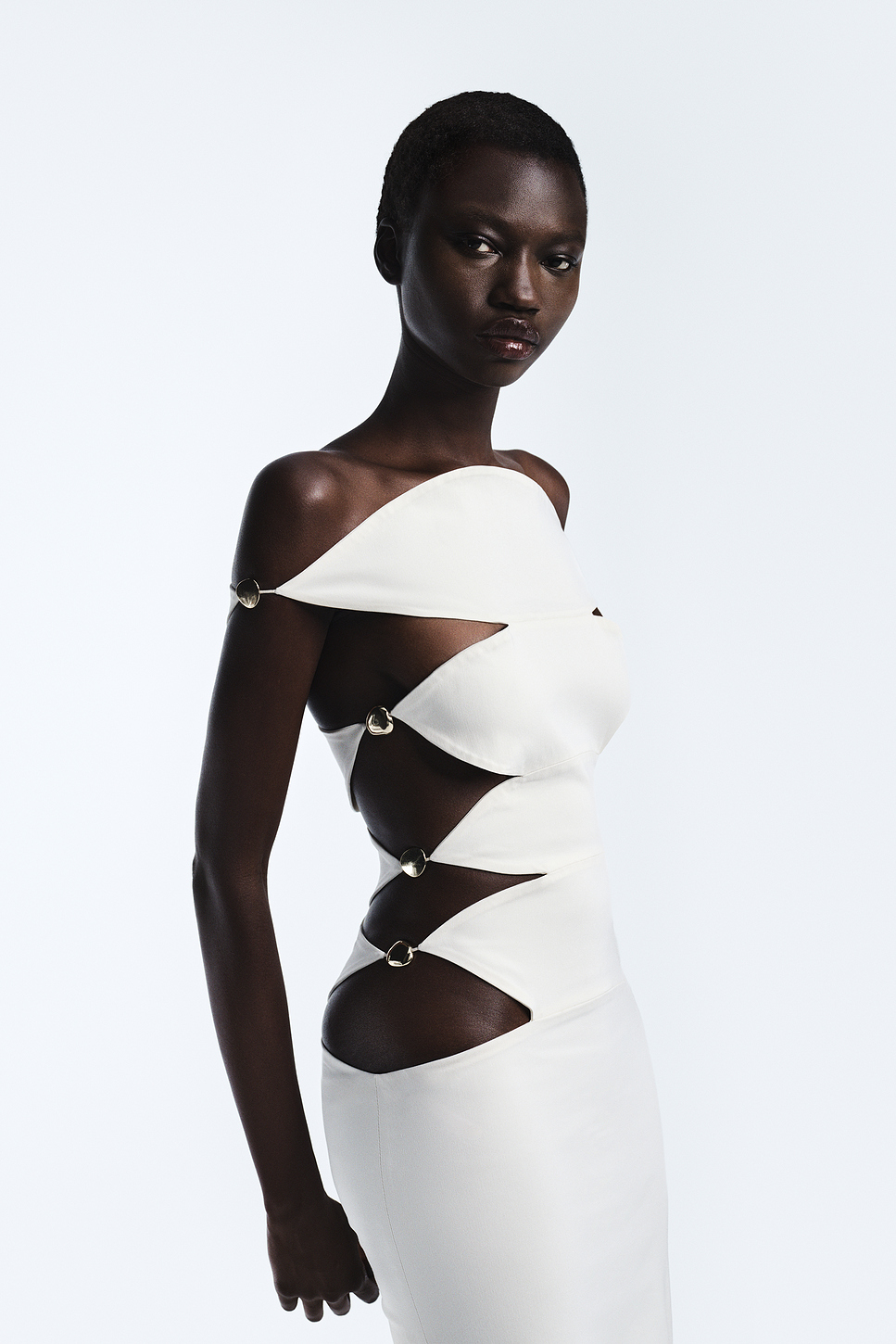 Elettra Cut-Out Waist Taffeta Gown