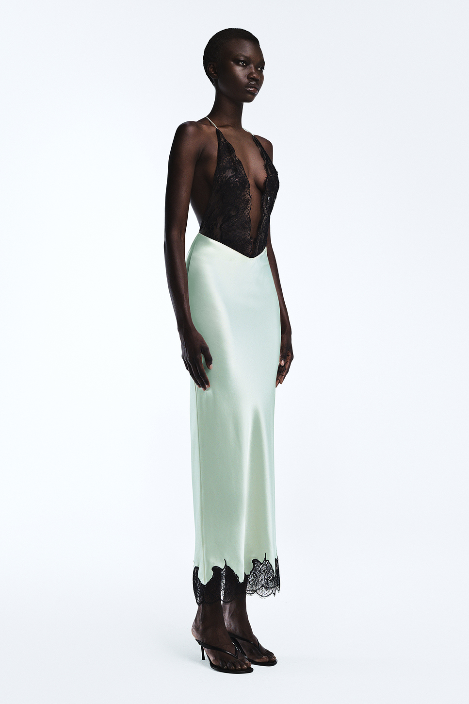 Alouette Halter Lace and Satin Gown