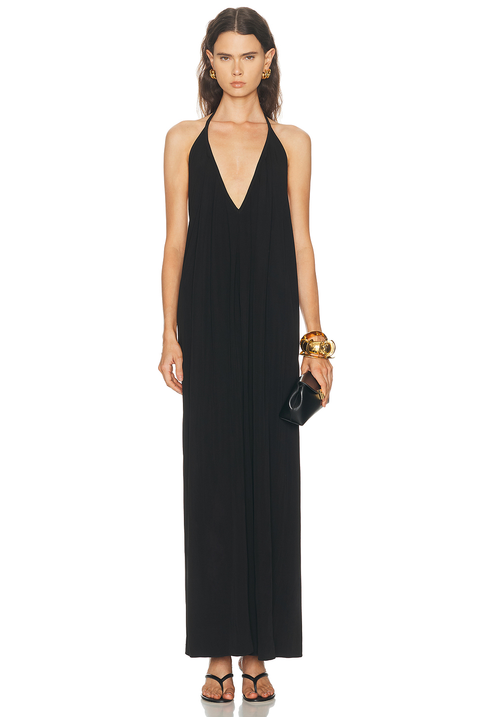 Vashti Halter Deep V Crepe Maxi