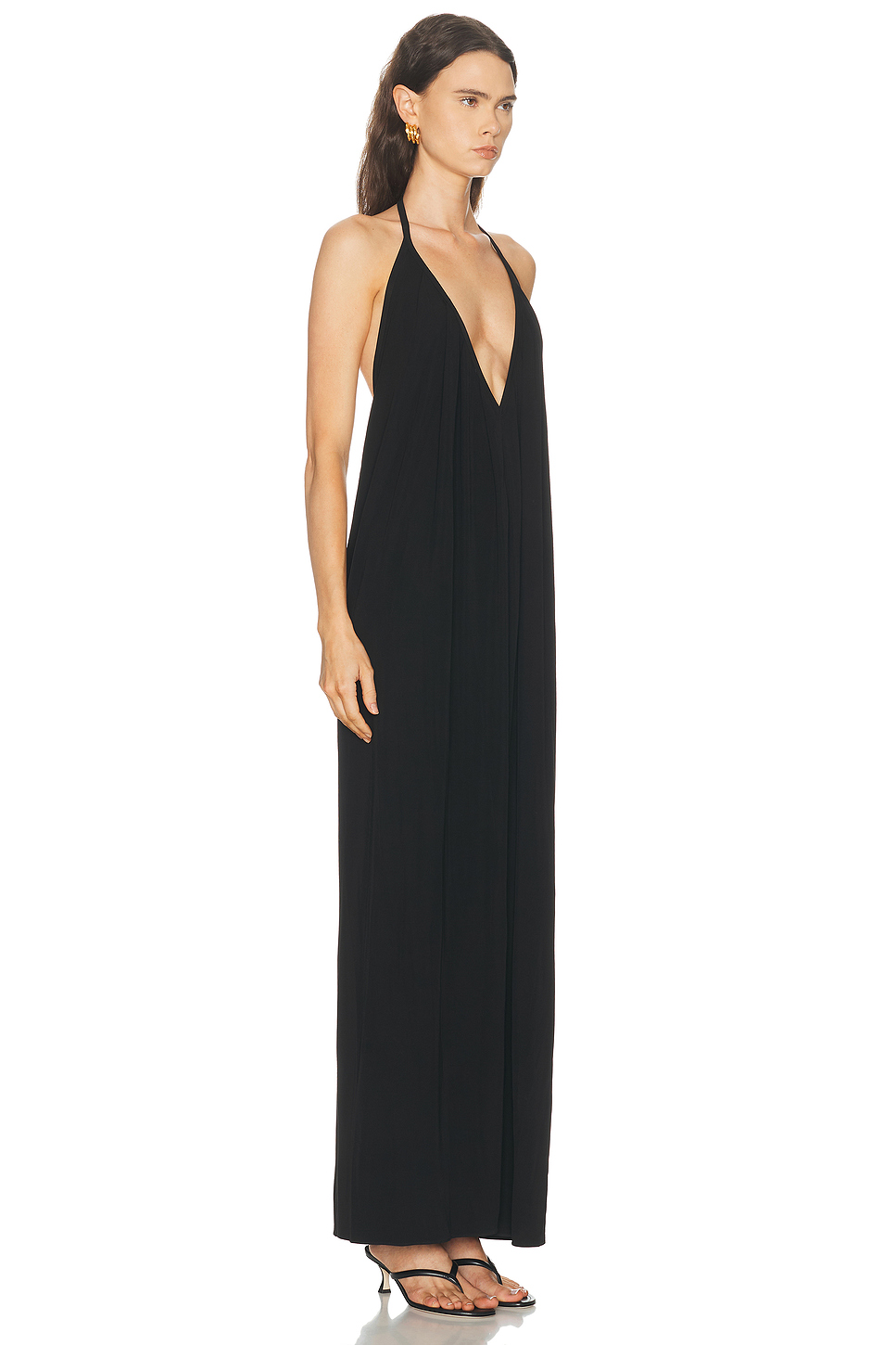 Vashti Halter Deep V Crepe Maxi