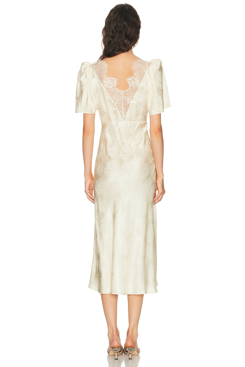 Silk Blend Lace Trim Midi Dress