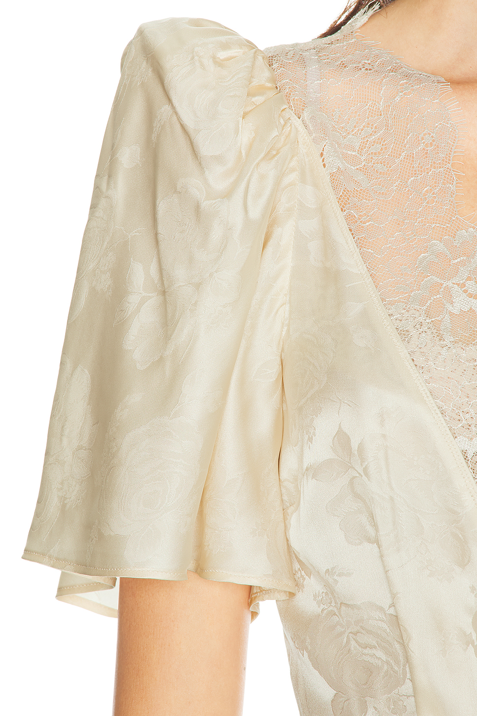 Silk Blend Lace Trim Midi Dress