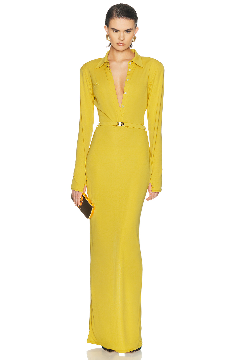 Long Sleeve Jersey Polo Dress with Thumb Holes